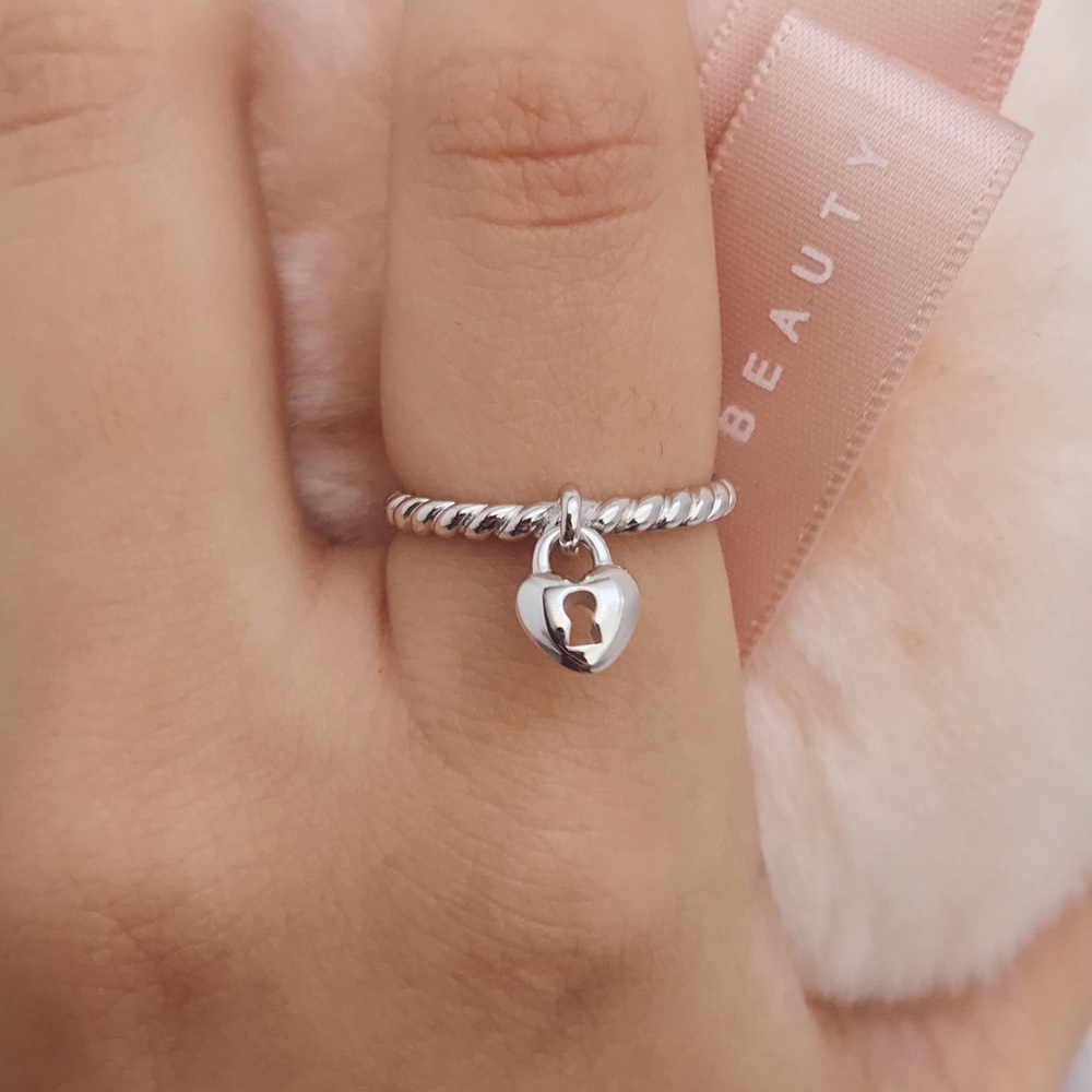 Heart Charm Sterling Silver Ring